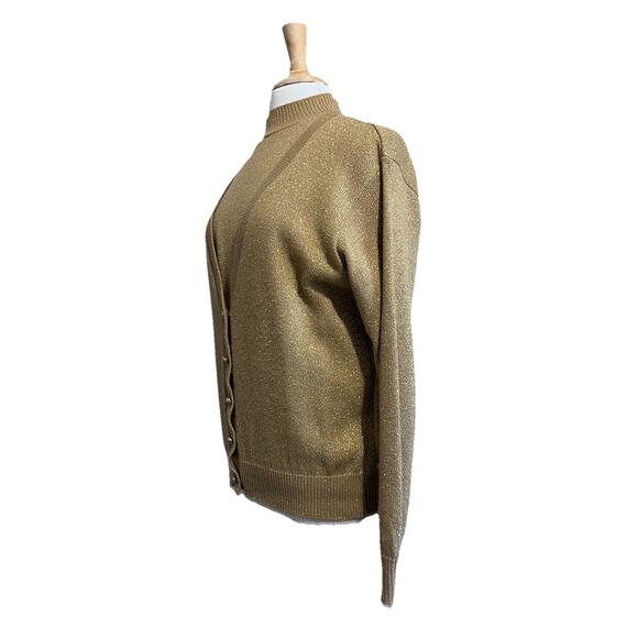 Vintage BFA Classics Sweater Set Women L Gold Glitter Sparkle Holiday Mock Neck - Picture 2 of 7